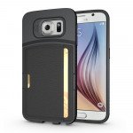 Wholesale Samsung Galaxy S6 Edge Credit Card Fiber Hybrid Case (Black)